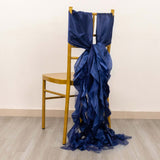Navy Blue Curly Willow Chair Sashes
