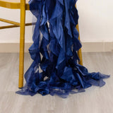 Navy Blue Chiffon Satin Chair Sashes